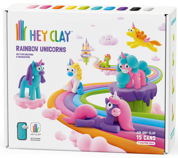 Ensemble d'argile Hey Clay - Licornes Arc-en-ciel