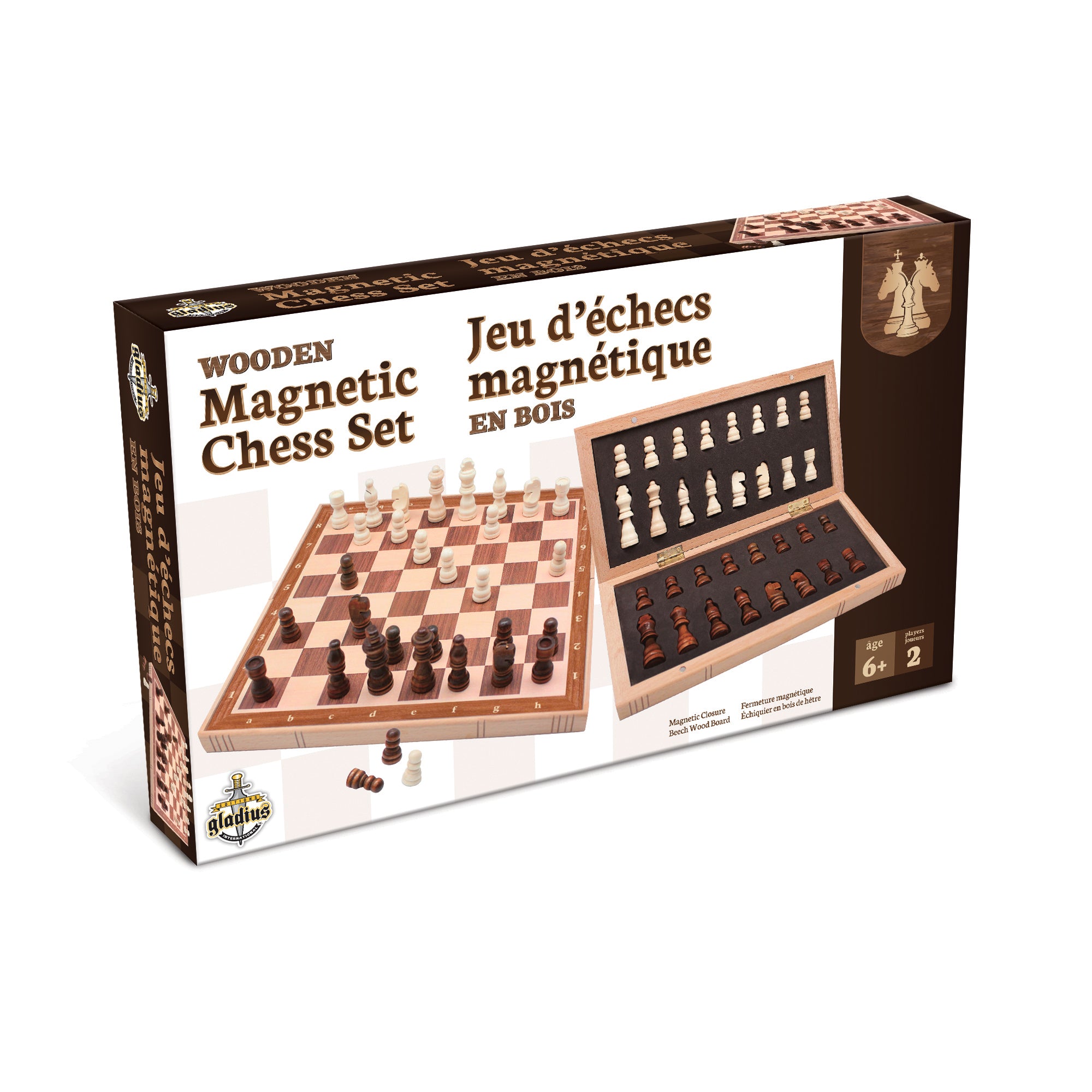 Jeu d'échecs magnétique en bois (Bil)