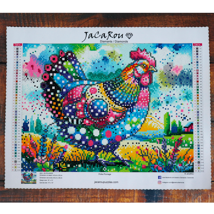 Broderie de diamant - Polka Plumage - 40 x 30 cm