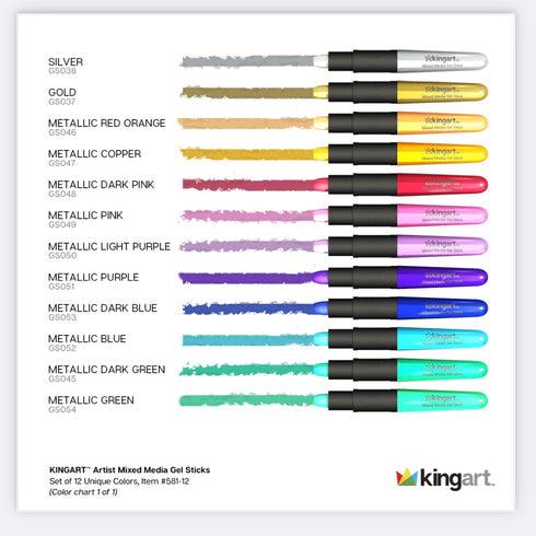 Bâtonnets de Gel Médias Mixtes - Couleurs métalliques (12) - La Ribouldingue