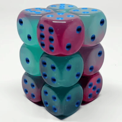 Brique de 12 d6 16mm gelée Vert-Rose / Bleu - Gemini Luminary - La Ribouldingue