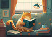 Chat et livres - 1000 mcx - La Ribouldingue