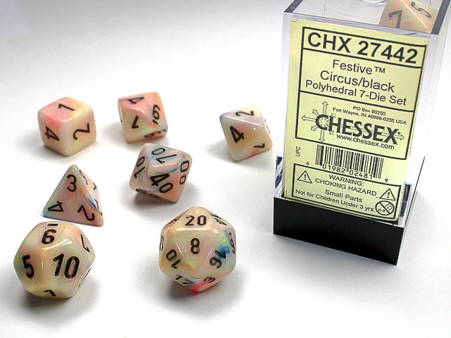 Circus / Black polyhedral dice set - Festive