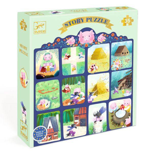 Puzzle Histoire - Les Trois Petits Cochons - 35 mcx - La Ribouldingue