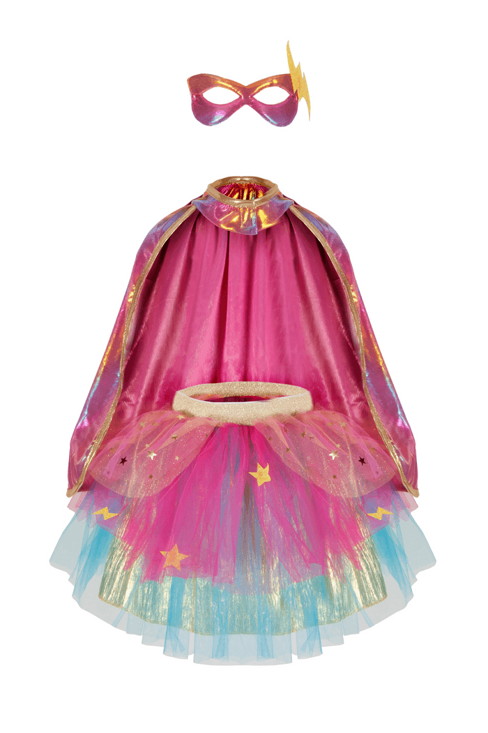 Super-tutu/cap/cape/masque, rose et or - La Ribouldingue