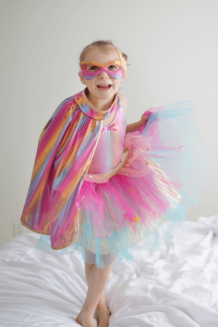 Super-tutu/cap/cape/masque, rose et or - La Ribouldingue