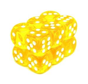 Brique 12 d6 16mm Jaune / Blanc - Transparent - La Ribouldingue