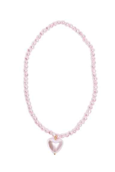 Collier - Coeur rose perle - La Ribouldingue