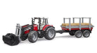 Massey Ferguson + Frontloader and timber trailer - La Ribouldingue